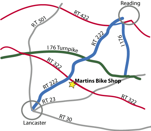 Map to bike store from reading